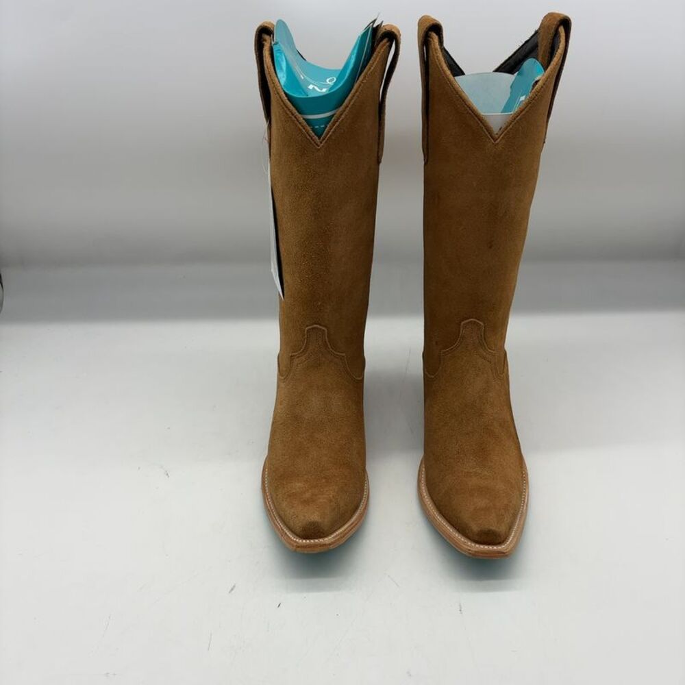 Lane boots Toffee Suede Cowboy Boots Western Cowgirl Mid-Calf Snip Toe